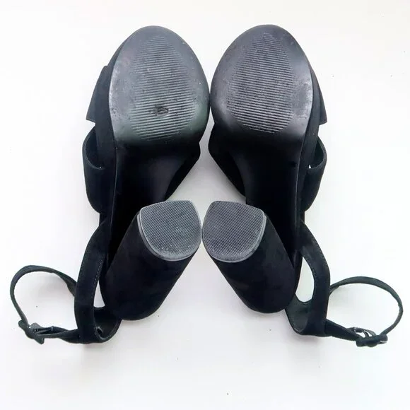 Steve Madden Jodi Black Suede Leather Platform Ankle Strap High Heel Sandals 7 - Picture 5 of 14